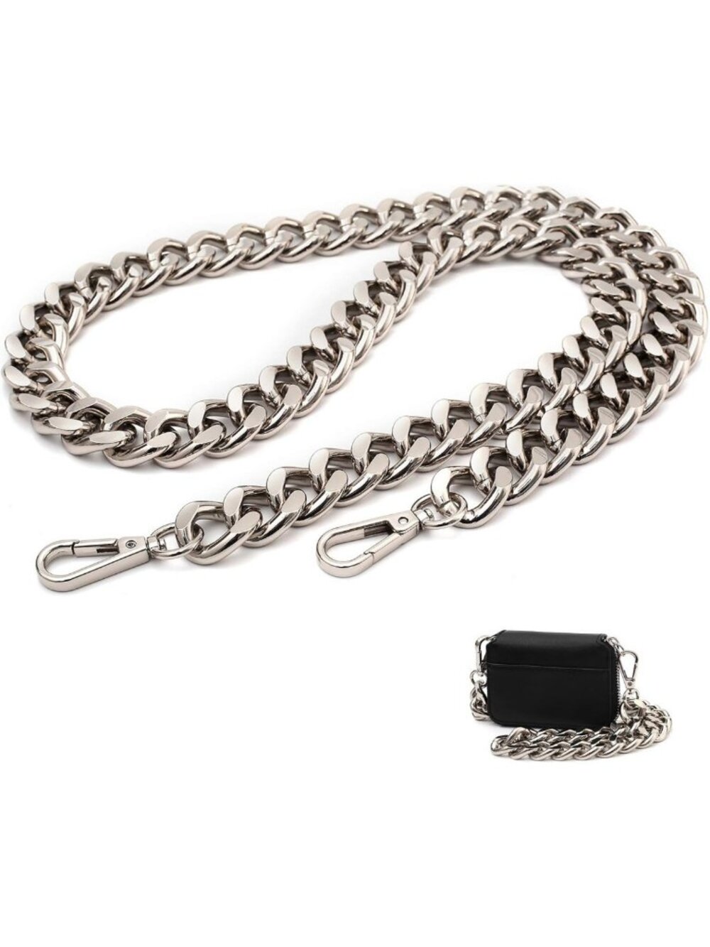 42'' Big Metal Crossbody Chain Purse Strap - Perfect for Mini Wallets & Bags